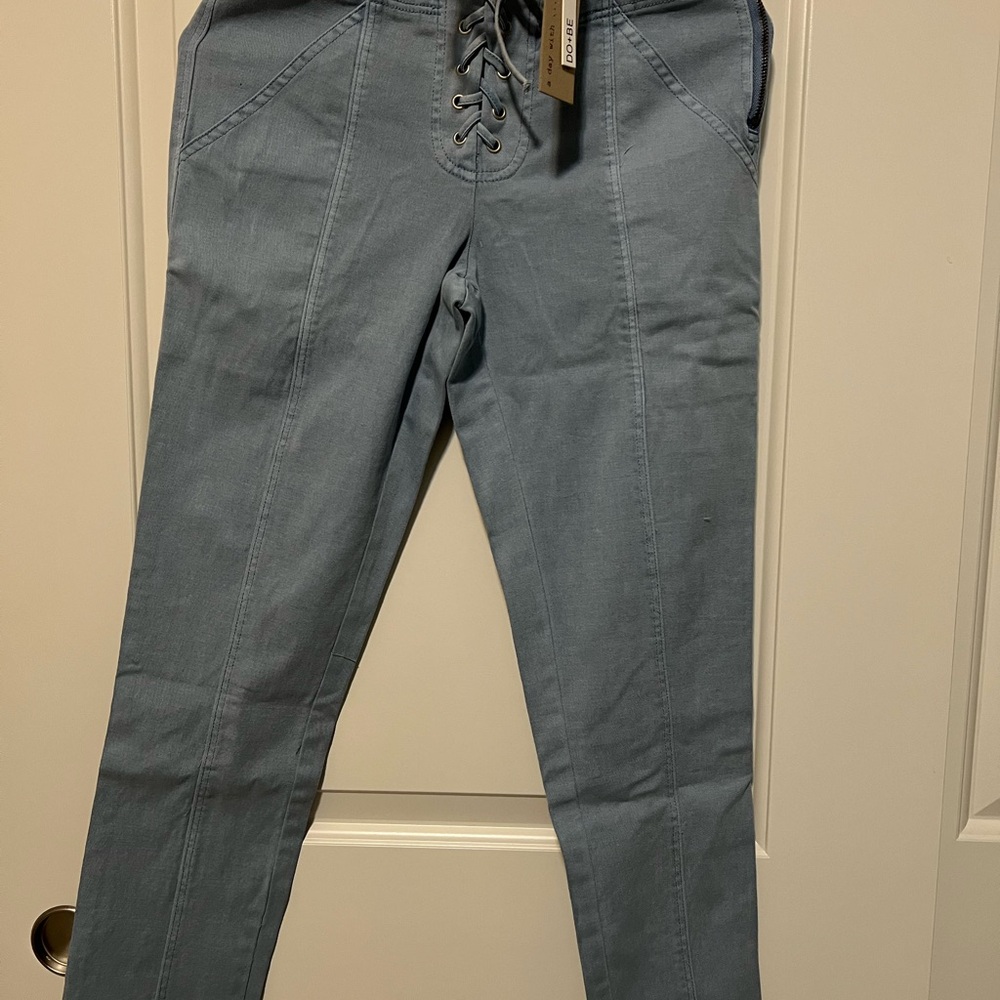 Free People Lace-Up Pants in Blue